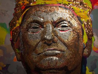 Bozuk paralarla yapılan Trump portresi