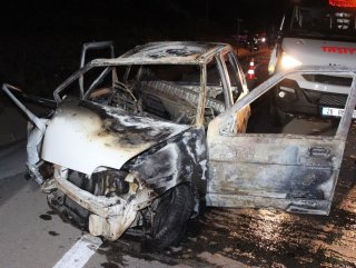 Eskişehir’de araç yandı, 5 kişi hayatını zor kurtardı