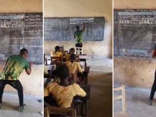 Kara tahtada bilgisayar dersi veren Ganalı öğretmene destek