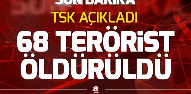 TSK: Bir haftada 68 terörist etkisiz hale getirildi