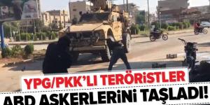 YPG/PKK’lı teröristler ABD askerlerini taşladı! .