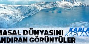 Masal dünyasını andıran görüntüler! Nemrut Krater Gölü büyüledi